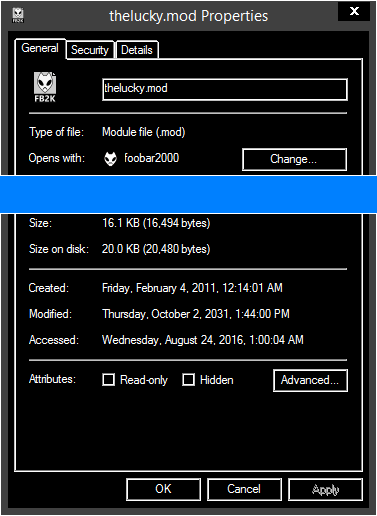 thelucky.mod, modified: Thursday, October 2 2031, 1:44PM
