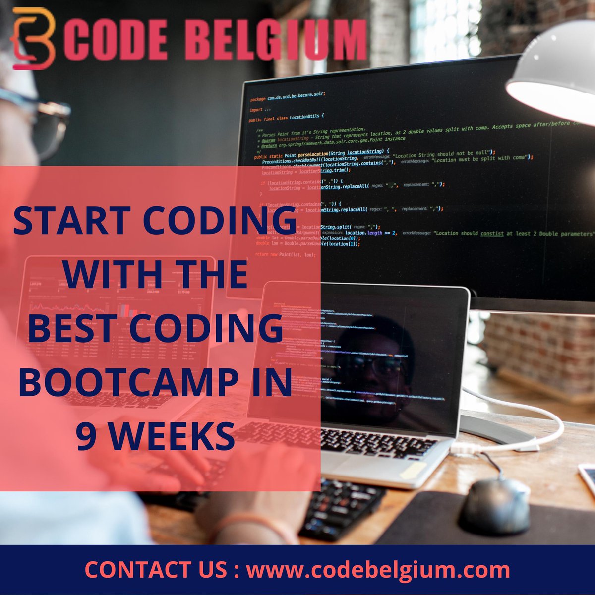 CodeBelgium's tweet photo. Start coding with the best coding bootcamp in 9 weeks.
#code #fullstackdeveloper #softwareengineering #coding #codingbootcamp #bootcamp #programming #programmer #career
#codebelgium
Find Us Here : https://t.co/IxEG8G3Erh https://t.co/h8q599qmSD