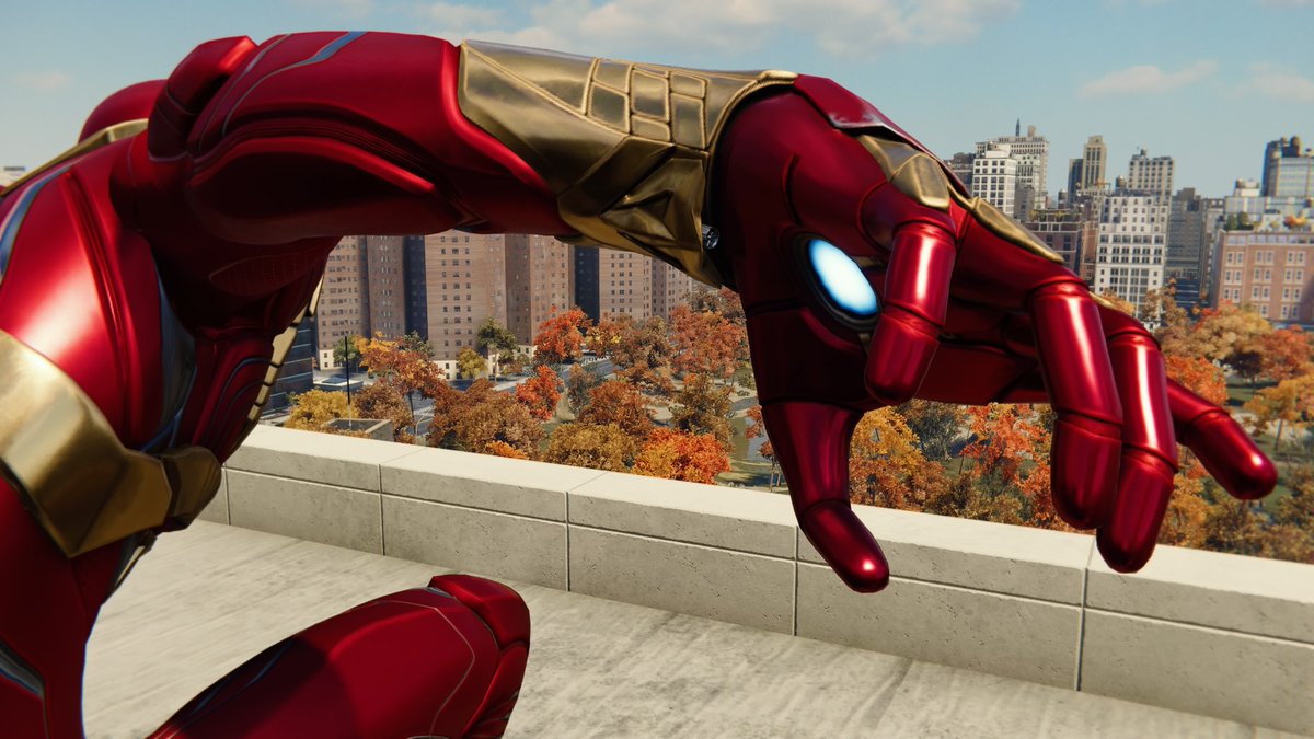 ◦ Iron Spider Armor ◦⌁ suit power: none⌁ original iron spider from the comics hell yeah⌁ not usually a huge fan of gold but this is badass⌁ love the gauntlet webshooters⌁ the iron man blasters on the hands and feet.. love it⌁ obtained during the 'turf wars' dlc
