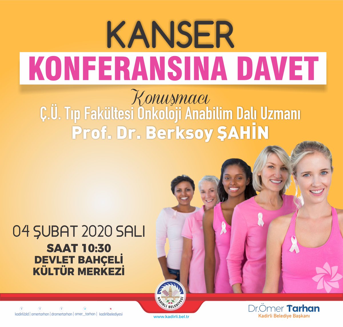 kadirlibel's tweet photo. Belediyemiz tarafından 4 Şubat Dünya Kanser günü dolayısıyla Yarın Saat 10:30'da Devlet Bahçeli Kültür Merkezinde Ç.Ü. Tıp Fakültesi Onkoloji Anabilim Dalı Uzmanı Prof. Dr. Berksoy Şahin'in konuşmacı olarak katılacağı "KANSER" konferansına tüm halkımız davetlidir. https://t.co/TUhgA34aLK