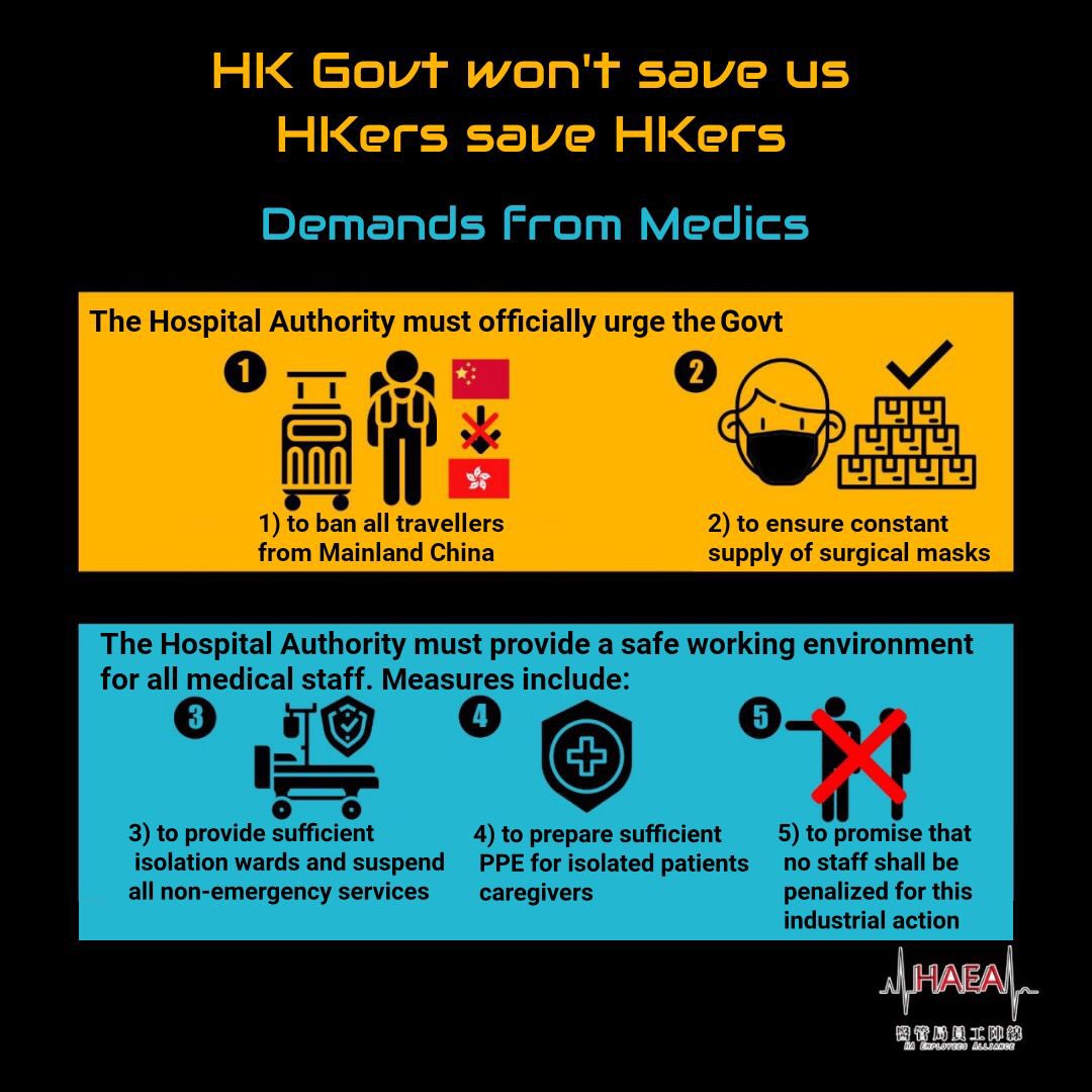 chawong852's tweet photo. @ANCALERTS They make good decision to strike for #HongKongers. Epidemic prevention is better than cure after epidemic spreading.
They are saving lives for people, unlike the #HongKong puppet government which ignores ppl’s demand to close the border.
#StrikeToSaveLives https://t.co/sdgqHTt14R