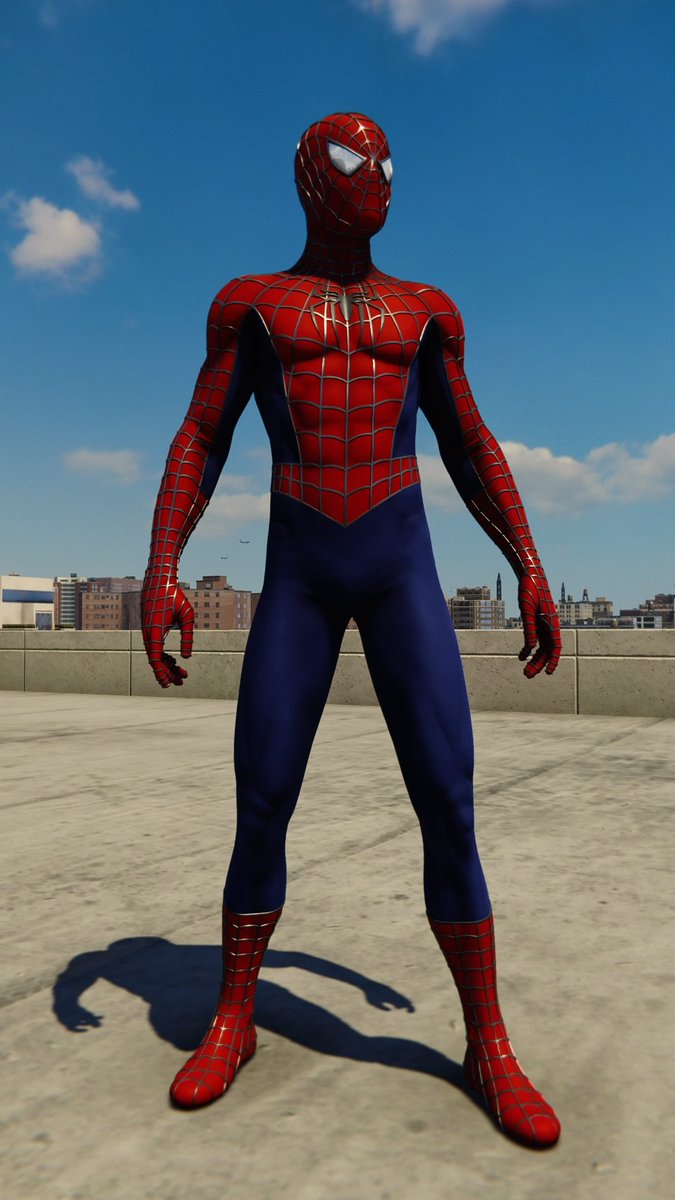 ◦ Webbed Suit ◦⌁ suit power: none⌁ congrats to raimi fans. it aint me but im happy for yall LMAO⌁ very accurate to the 2002 movie ⌁ so where's andrew garfield's suit then hm?⌁ ANYWAY⌁ i don't hate it im just teasing, the suit looks cool in the game⌁ fun throwback