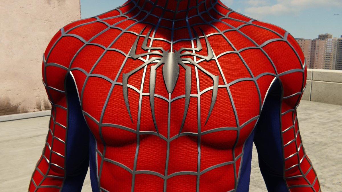 ◦ Webbed Suit ◦⌁ suit power: none⌁ congrats to raimi fans. it aint me but im happy for yall LMAO⌁ very accurate to the 2002 movie ⌁ so where's andrew garfield's suit then hm?⌁ ANYWAY⌁ i don't hate it im just teasing, the suit looks cool in the game⌁ fun throwback