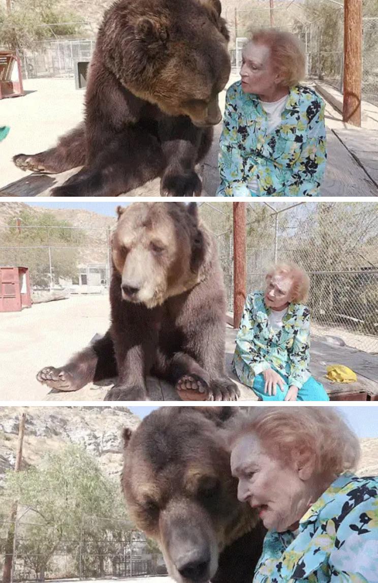 Betty White and a Bear
