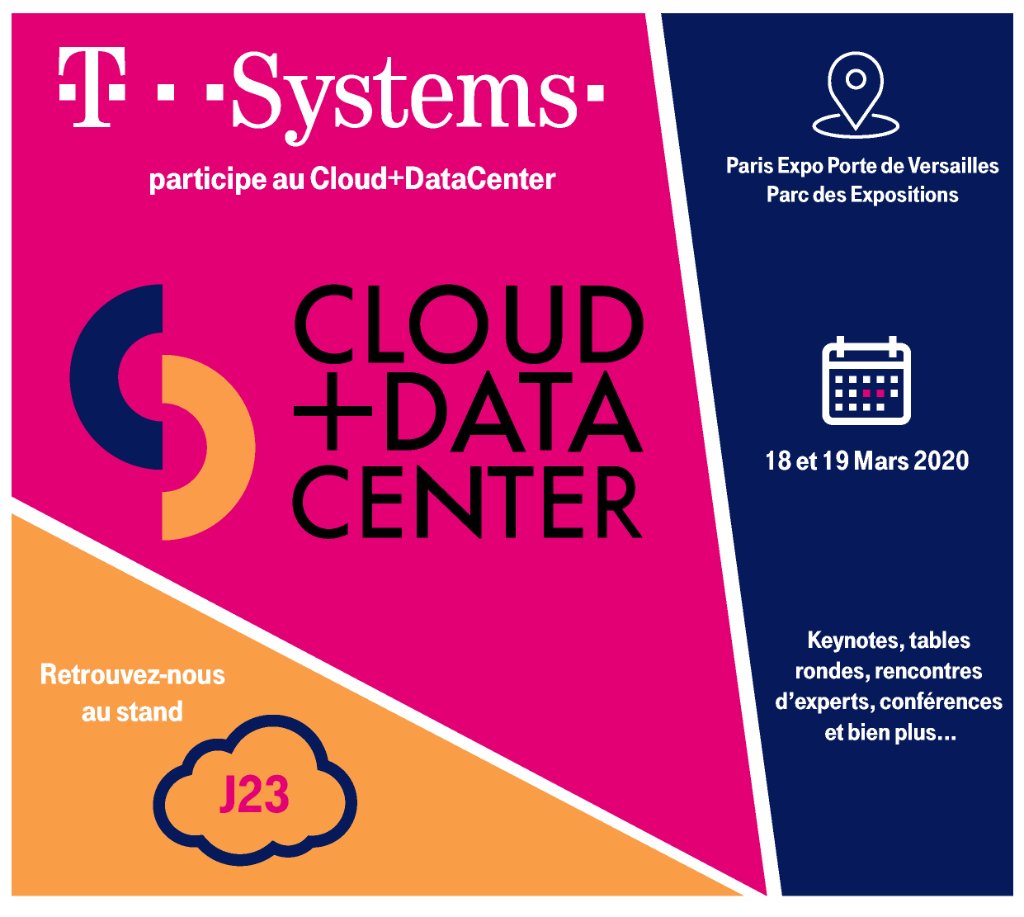 TSystemsFrance's tweet image. #CloudComputingWorldExpo est devenu Cloud+DataCenter, et comme tous les ans, nous y serons ! Retrouvez-nous donc les 18 et 19 mars prochains à Paris Porte de Versailles, pour échanger autour de vos différentes problématiques #Cloud et #MultiCloud !

t-systems.com/fr/fr/newsroom…