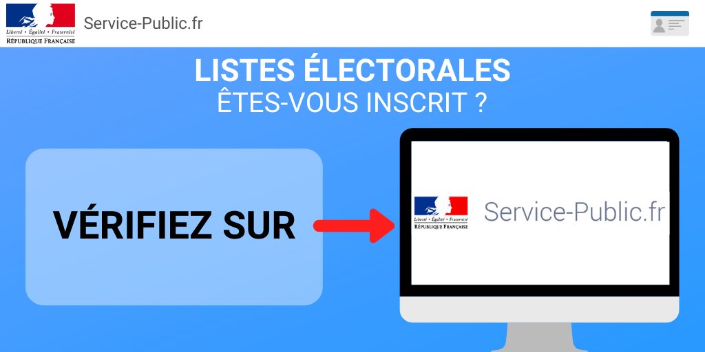 servicepublicfr's tweet photo. 🗳️ [#Elections]   
Les élections municipales auront lieu les 15 et 22 mars  
Êtes-vous inscrit sur les listes ? 🤔
Pas sûr en cas de déménagement ou si vous venez de fêter vos 18 ans... Vérifiez 👉 https://t.co/wm4KGdGH8X
⚠️ Plus que quelques jours pour vous inscrire ! https://t.co/hmIFTmsyV0