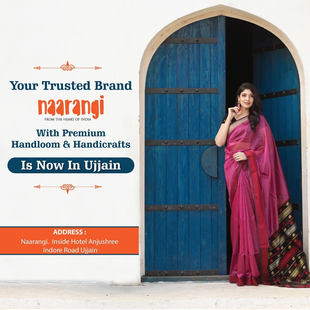 NaarangiCrafts's tweet photo. Premium handloom and handicrafts brand Naarangi Crafts is now in Ujjain! 

#NaarangiCrafts #handloomsarees #handloom #sarees #sareelove #sareeshopping #handicrafts #premiumhandloom #ethnic #ethnicwear #traditionalwear #style #fashion #follow #shopnow #like #follow #retweet https://t.co/gNHN9QeW9P