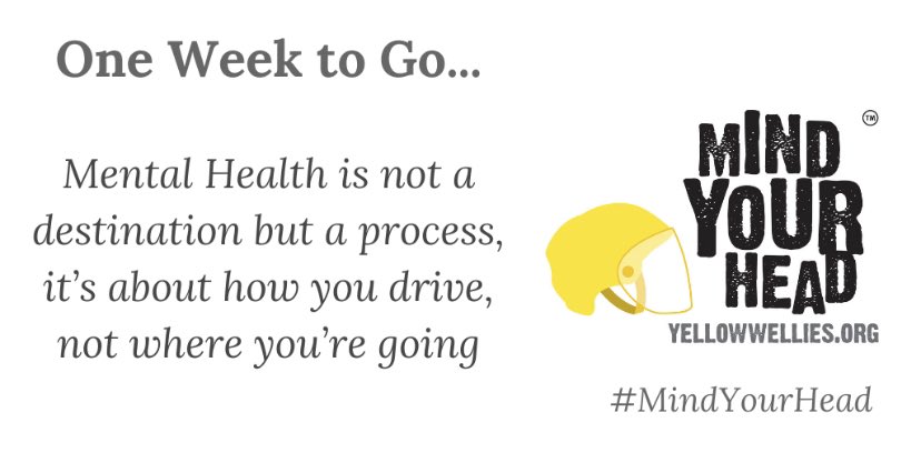 yellowwelliesuk's tweet photo. And the official countdown begins... we need your support, so please get involved and don’t forget to use our hashtag #MindYourHead https://t.co/P06VEU8dzD