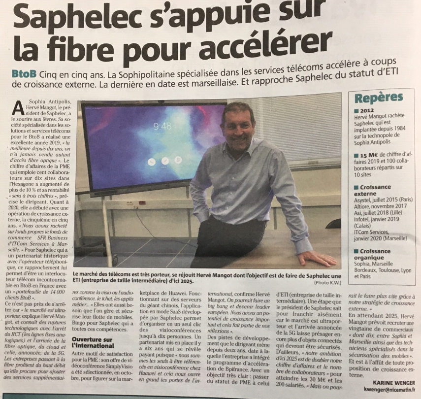 [#PRESSE : <a href="/NiceMatinEco/">Nice_Matin Eco</a>]
Notre Adhérent #UPE06 <a href="/saphelec/">SAPHELEC</a> s'appuie sur la #fibre pour accélérer.
bit.ly/2GLi5xL
