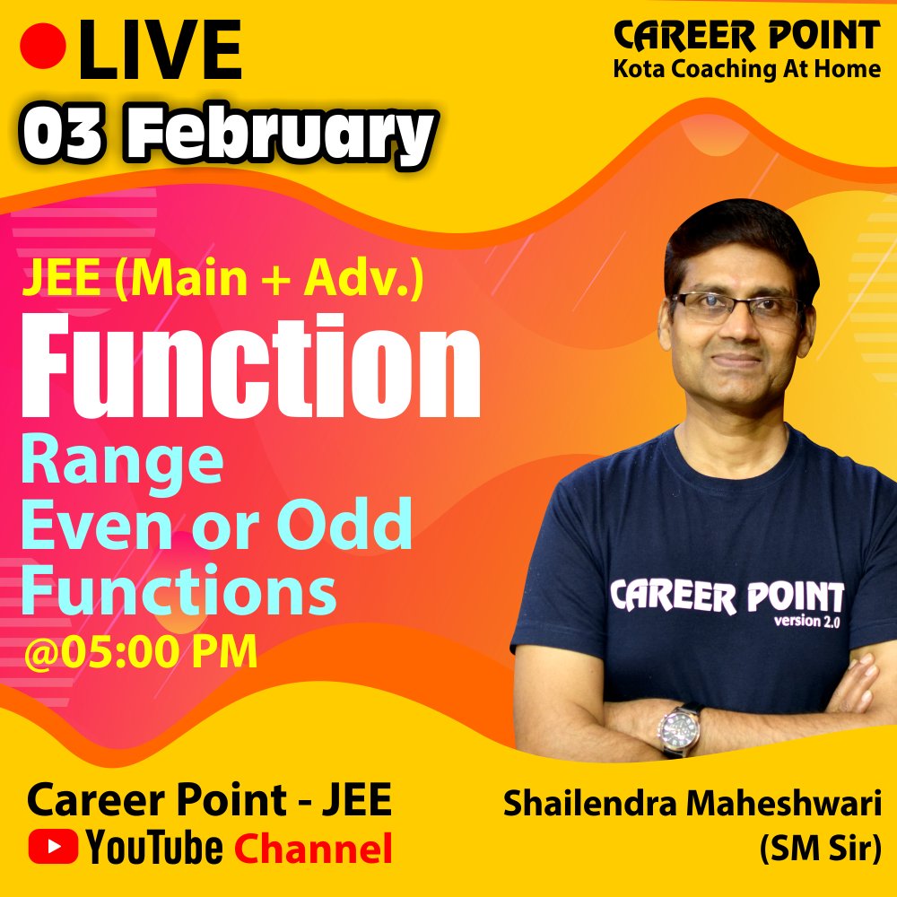 careerpointltd's tweet photo. Hello students!!

Schedule for today's Maths class is out. Set your reminders and be ready for the amazing session by SM Sir. Watch the session at 5 PM.
Subscribe to our channel:- https://t.co/DcBauGcbdR

#Career_Point #CP_Live #Live_Classes #JEE_Main_2020 #JEE_Main #JEE_Advanced https://t.co/9DIGS2rAD1