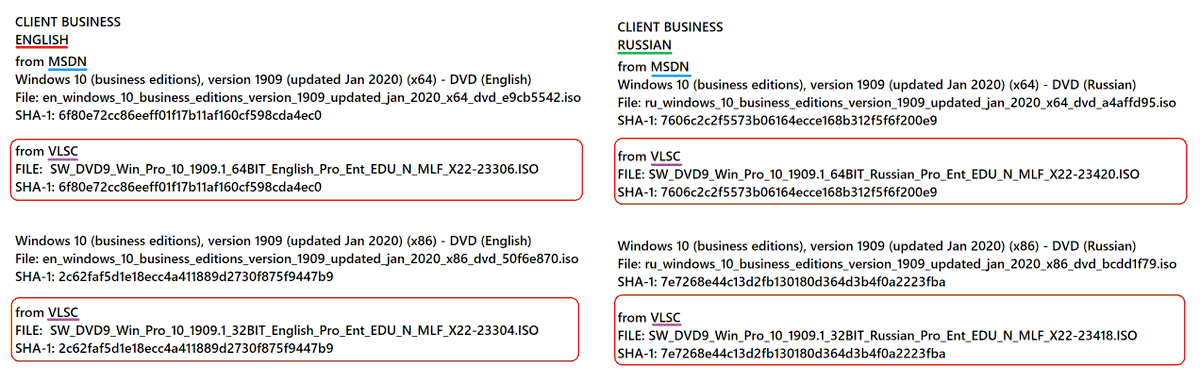 WZorNET's tweet photo. 😻📢Windows 10 Version 1909 CLIENT #BUSINESS (#UpdatedJan2020) from #MSDN = #VLSC #VOLUME
📋#19H2 RTM Build 18363.418 with #KB4517389 + January 14, 2020 #KB4528760 = 18363.592.19h1_release_svc_prod1.200102-1718
✔️ISO's Hashsum #BUSINESS on #MSDN = #VOLUME on #VLSC
👁️W.Z.T https://t.co/u5ECHr3HAP