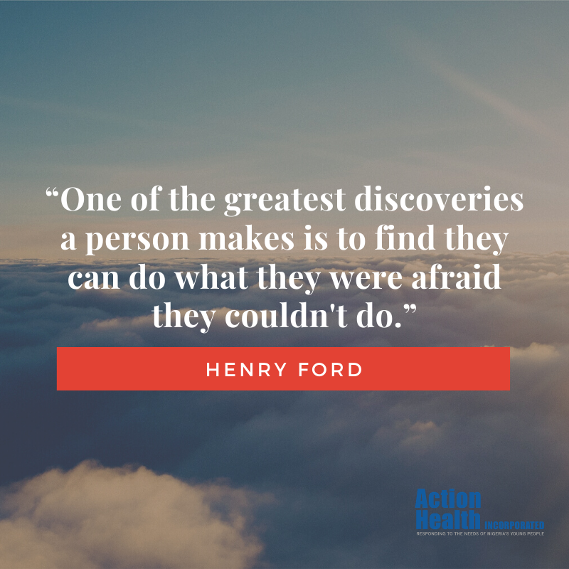 Picture of a quote on a sky background "“One of the greatest discoveries a person makes is to find they can do what they were afraid they couldn't do.”