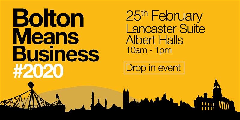 Bolton Means Business #2020 Event

#Business #Bolton are holding a FREE drop in event open to local employers on Tuesday 25th February 2020.

To book your place and for more information about the event: ow.ly/8rbu50ya7Py

<a href="/GMCC_Joy/">Joy Sewart</a> <a href="/GMCC_Diane/">Diane Elebert-Morgan</a> <a href="/gmchamber/">GM Chamber</a>