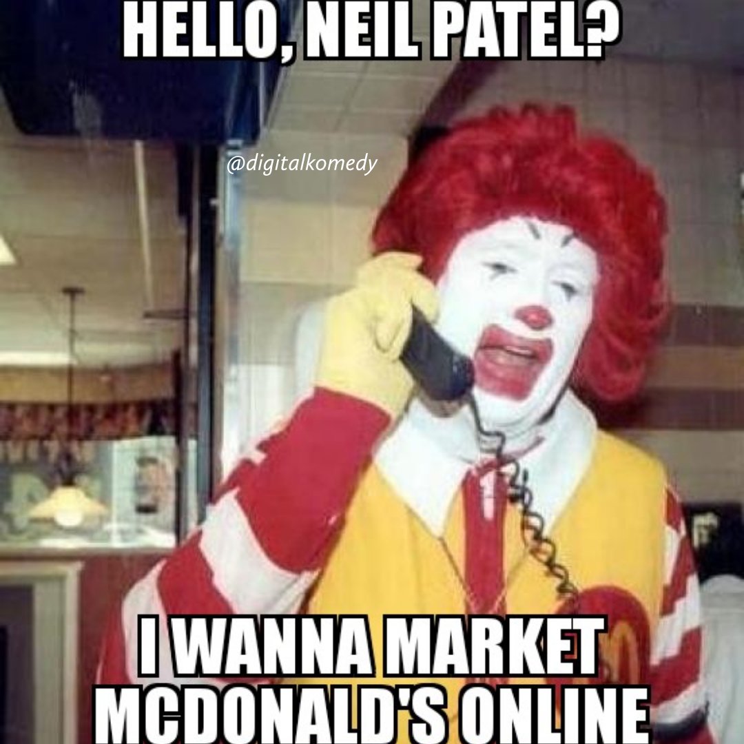 Are you there Neil Patel? @neilpatel 🤪🤣

#digitalkomedy #neilpatel #mcdonalds #onlinemarketingmeme #digitalmarketing #adcampaign #onlineadvertising #neilpateldigital #digitalmarketingexpert #digitaljoke #comedy #digitalmarketingmemes #whoisneilpatel #digitalmarketer #PPC #sem