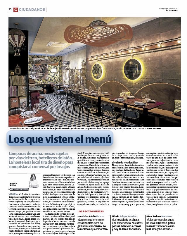 gasteizon's tweet photo. La hostelería local de #VitoriaGasteiz se adapta a los nuevos gustos de la clientela. 

La necesidad de diferenciarse (ya no solo en el menú). 

En @elcorreo_alava algunos de nuestros asociados: @Ko_Tarro #Marvelous #Arkupe

#hostelerialocal #VitoriaGasteiz https://t.co/swaeDe4KBN