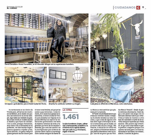 gasteizon's tweet photo. La hostelería local de #VitoriaGasteiz se adapta a los nuevos gustos de la clientela. 

La necesidad de diferenciarse (ya no solo en el menú). 

En @elcorreo_alava algunos de nuestros asociados: @Ko_Tarro #Marvelous #Arkupe

#hostelerialocal #VitoriaGasteiz https://t.co/swaeDe4KBN