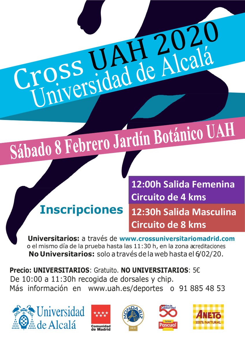 Deportes_UAH's tweet photo. Este próximo sábado 8 de febrero celebramos una nueva edición más del CROSS de la @UAHes , ya os podéis inscribir, no te lo pierdas 🏃‍♀️🏃‍♂️‼️
Inscripciones en; https://t.co/NVfULpz6rV https://t.co/KsuVVb14Em