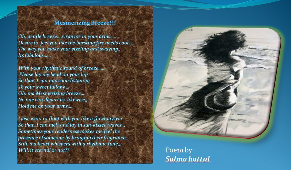 salma_357's tweet photo. hey guys..... Ma new poetry😍🥰😎
poetry is an art of conveying our feelings through some written magical words.......
#mesmerizing_breeze https://t.co/GDtjP4bDQG