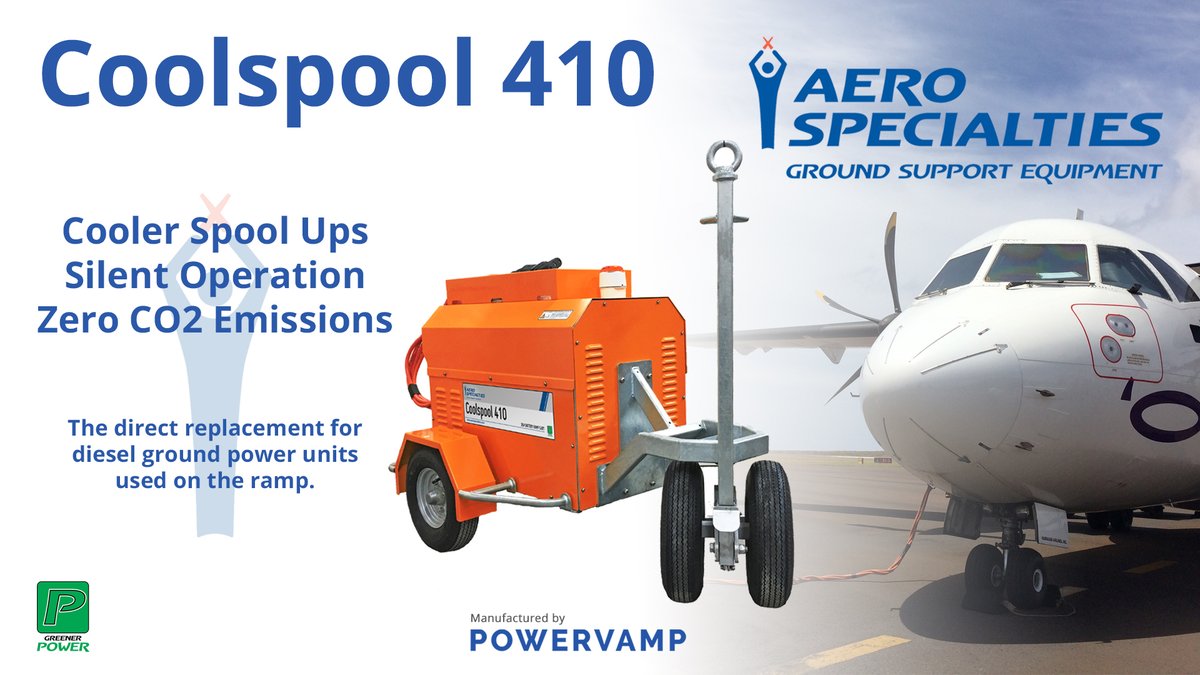 A greener, cost-saving solution for reducing carbon emissions and operating costs? The Coolspool 410 battery ramp cart from <a href="/aerospecialties/">AERO Specialties</a>, the direct replacement for costly diesel-driven ground power units. 
powervamp.com/products/dc-ba…
#aerospecialties #coolspool #greenerpower