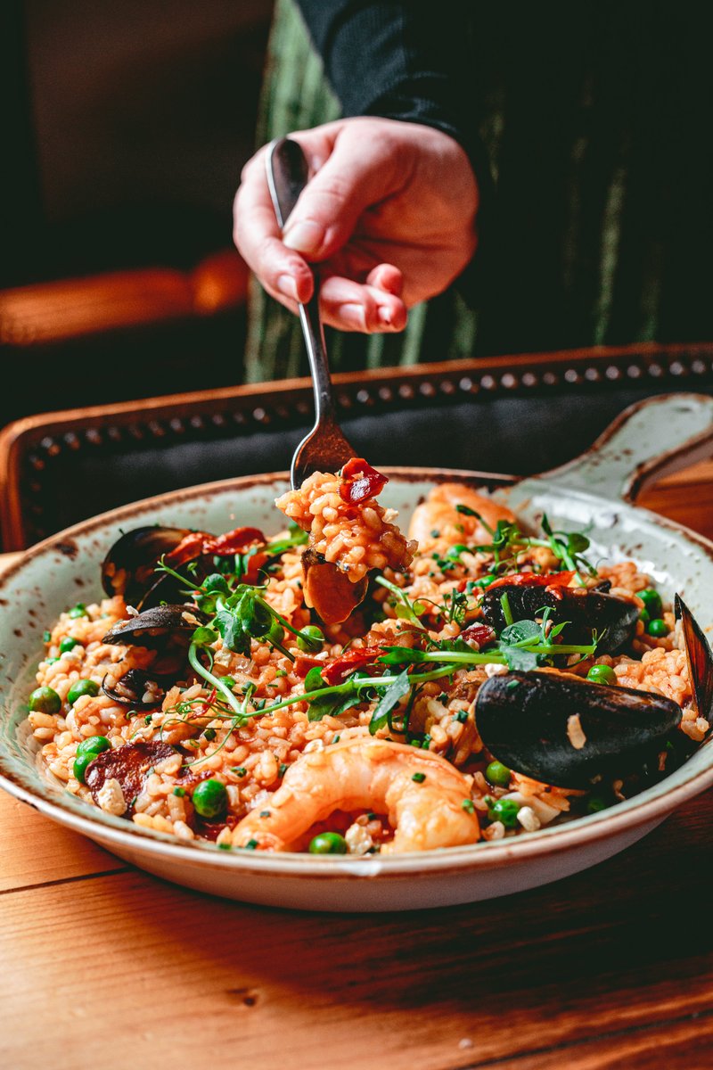Why not let loose this Friday and try something new like our main course seafood paella? Simply delicious.
