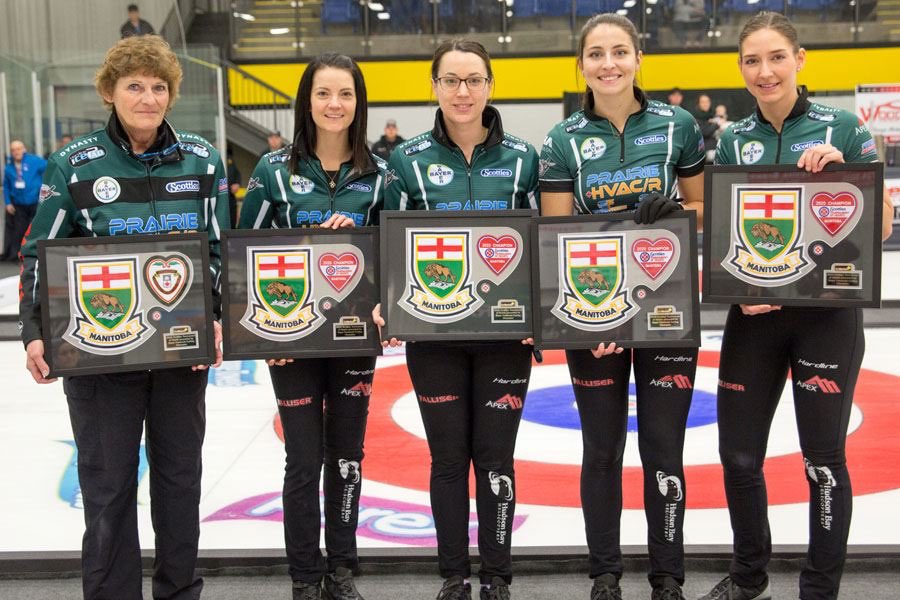 EinarsonTeam's tweet photo. 🏆 MANITOBA CHAMPIONS!! 🏆 ⁣
We are ecstatic to be heading to the Scotties in Moose Jaw! Thank you to @curlmanitoba, the ice crew, host committee of Rivers &amp; all the volunteers for putting on a great event! Finally a HUGE thank you to our sponsors for their support! 💛💜💛 https://t.co/duEa6dFjSL