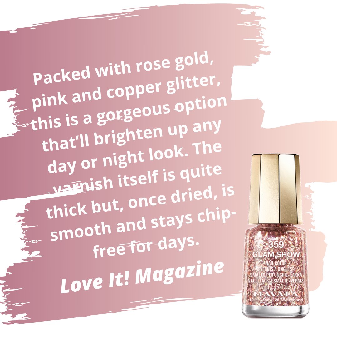 MavalaUK's tweet photo. We are delighted to see Mavala’s #GlamShow featured in Love It! – the perfect glitzy shade for all of your weekend antics!
#Mavala #MavalaUK #Mavalanails #nails #nailpolish #nailvarnish #NailColour #NailsOfInstagram #Manicure #FreshNails #Mani #NailPolishColours https://t.co/kWM7EaxR8o