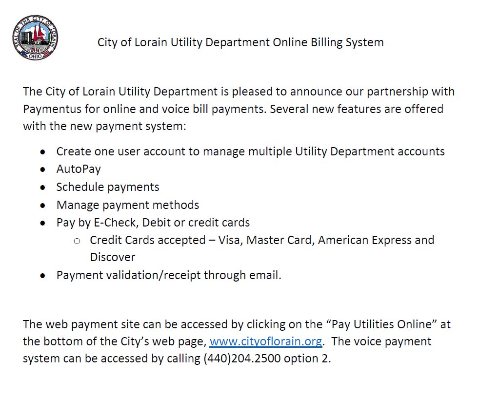 City of Lorain,OH on Twitter "City of Lorain Utility Department