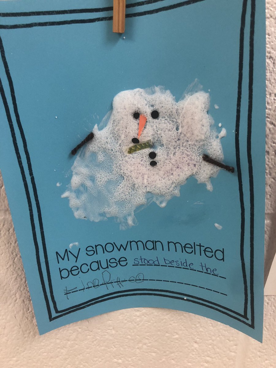 atillman12's tweet photo. Mrs. Helton’s PreK wrote about how their snow men melted. Too cute!  @MobilePublicSch @BrackinsKesha https://t.co/uzCatrpUA4