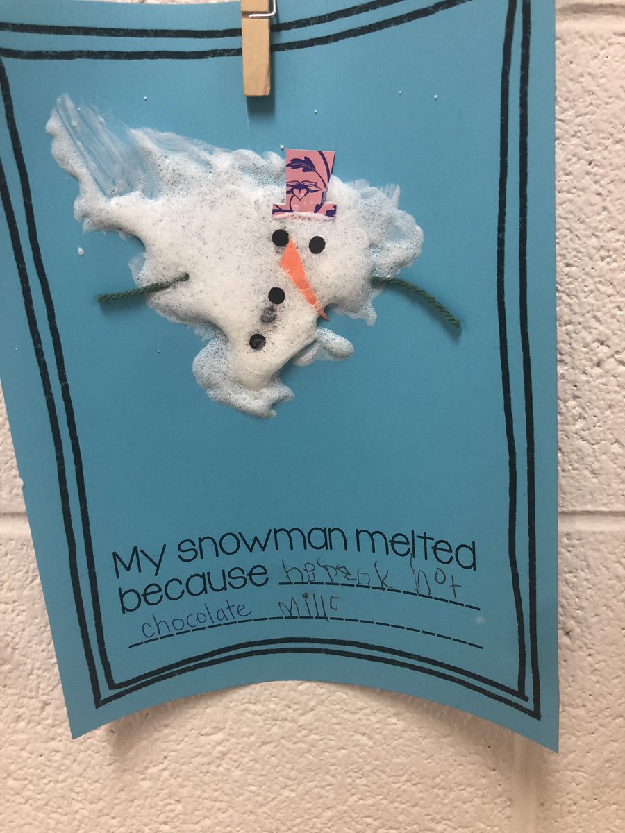 atillman12's tweet photo. Mrs. Helton’s PreK wrote about how their snow men melted. Too cute!  @MobilePublicSch @BrackinsKesha https://t.co/uzCatrpUA4