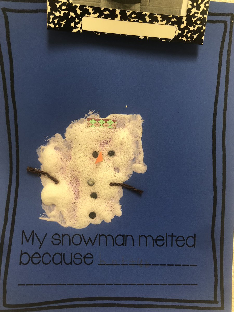atillman12's tweet photo. Mrs. Helton’s PreK wrote about how their snow men melted. Too cute!  @MobilePublicSch @BrackinsKesha https://t.co/uzCatrpUA4