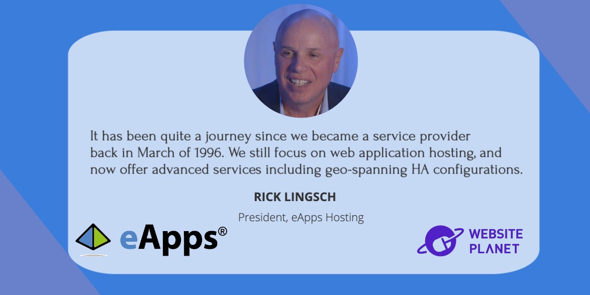 eapps's tweet photo. @website_planet interviews Richard Lingsch, President of eApps Hosting, on the company’s history, current services &amp; new upcoming features. 

https://t.co/1ELVI3cXeH

#CloudHosting #webhosting https://t.co/R6M588QMSX