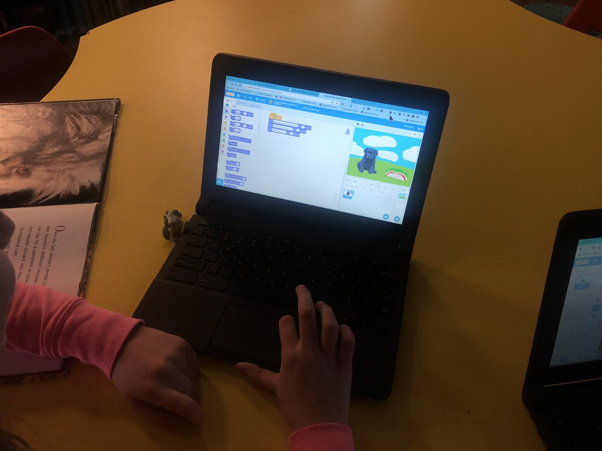MsAldenLibrary's tweet photo. So excited to see the new crosswalk for @google CS First and @AASL standards. My 5th graders created amazing characters today. #WeBelieveinSGF #futurereadylibs #codinginthelibrary https://t.co/RcS5L2oej4