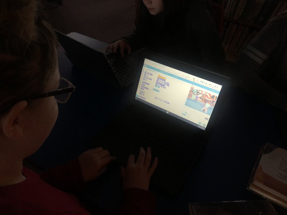 MsAldenLibrary's tweet photo. So excited to see the new crosswalk for @google CS First and @AASL standards. My 5th graders created amazing characters today. #WeBelieveinSGF #futurereadylibs #codinginthelibrary https://t.co/RcS5L2oej4