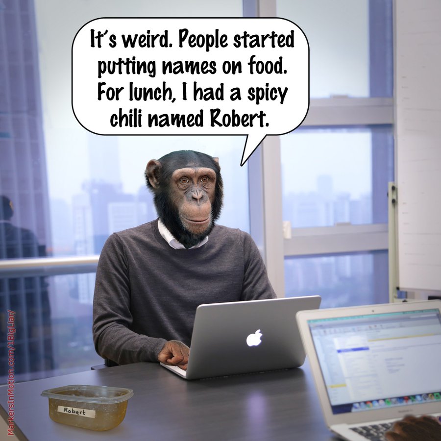 Juan Bigliar is in his office tell us, "It’s weird. People started putting names on food.
For lunch, I had a spicy chili named Robert."