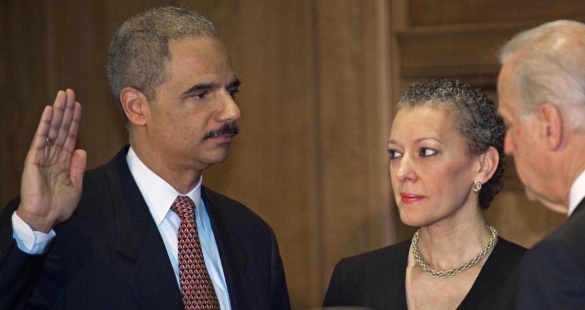 Eric Holder is sworn in as U.S. Attorney General in 2009 during the first term of Barack Obama's presidency.