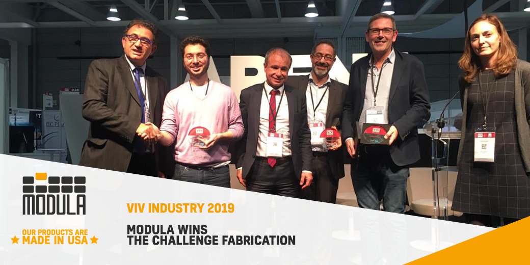 ModulaUS's tweet image. Innovation wins!  Modula wins 2019 edition of Challenge Fabrication awards, created for companies that offer important and innovative solutions based on Industry 4.0.  #ThinkVertical #ThinkModula