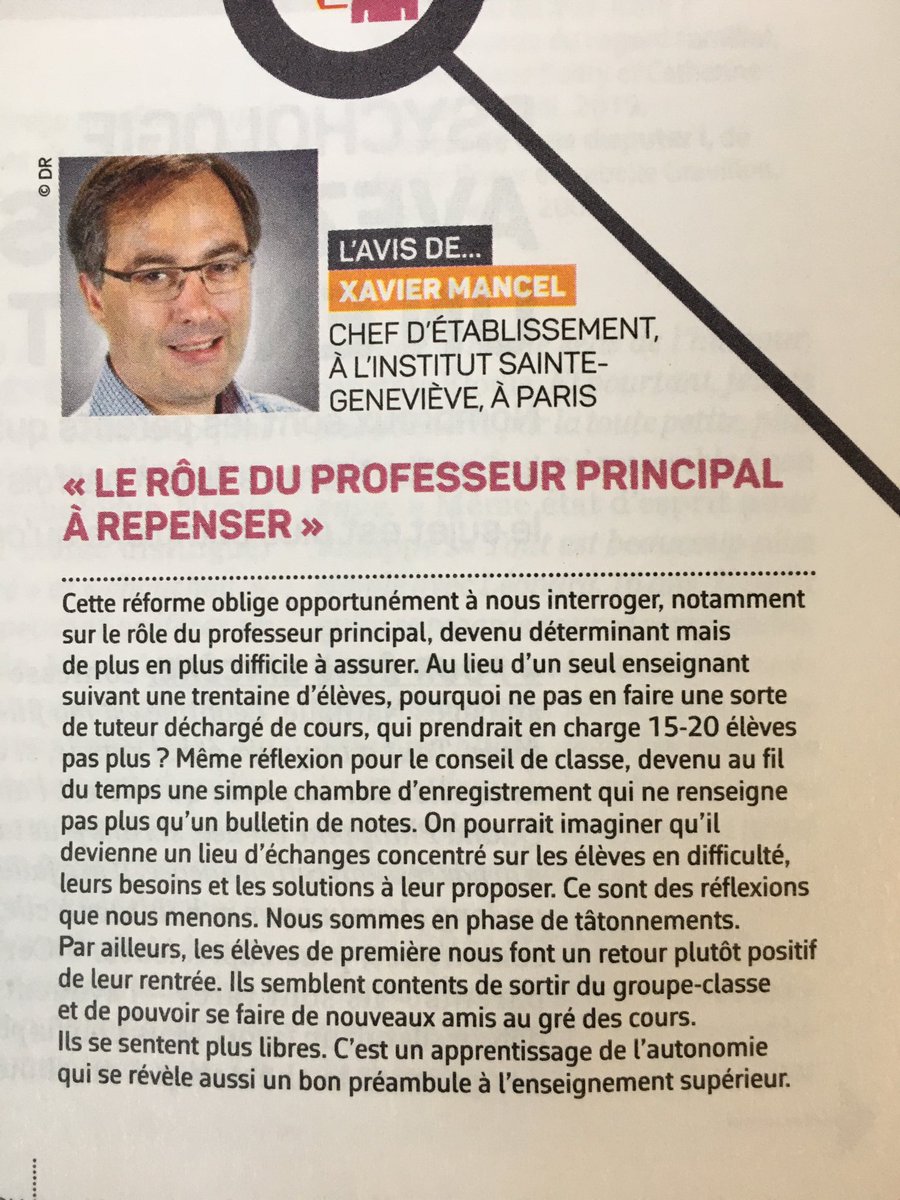 sainteursuleldb's tweet photo. Dans le magazine de @Apelnationale notre ami X. Mancel rend compte d’une réflexion sur les professeurs principaux et les classes que nous entamons aussi chez nous en vue de l’année prochaine https://t.co/gL2tmYbjeN