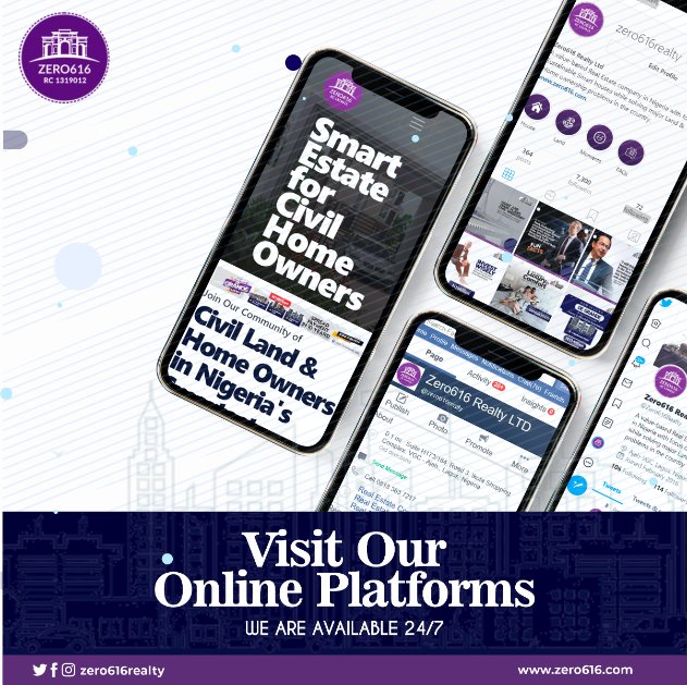 Zero616Realty's tweet photo. Join our community of civil Land and home owners in Nigeria's smartest estates.

Our objective has always been to offer a great range of well-documented property investment opportunities for Nigerians.

#thezero616experience https://t.co/IN1mDhOQQo
