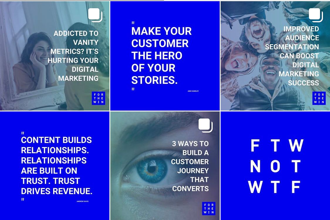 Screen shot of our Instagram grid