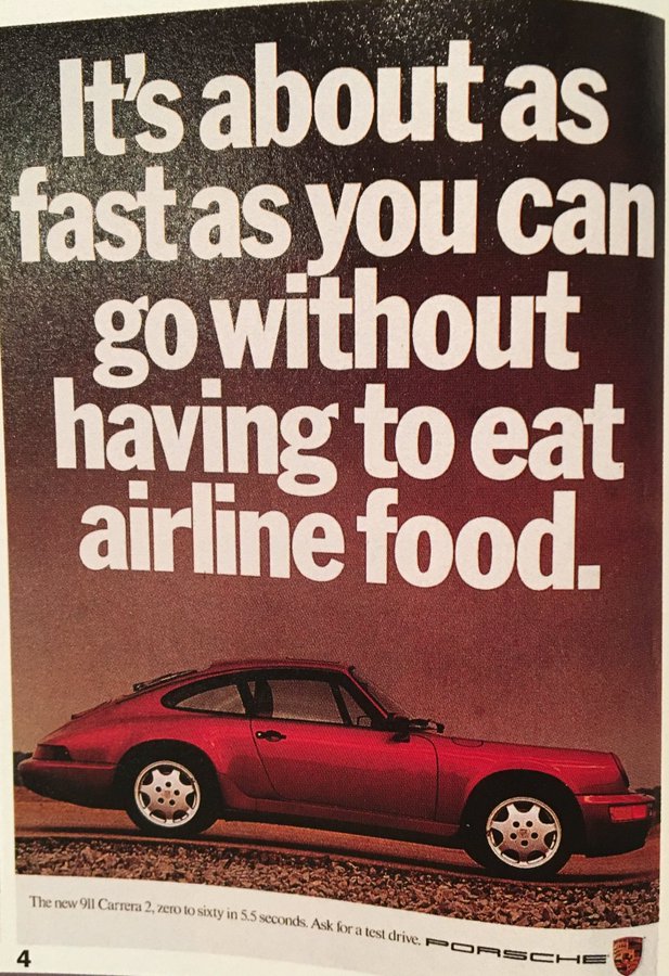 Tim Delaney: “a brilliant use of a universally accepted truth about airline food makes a telling point about the car and what could be an aloof brand immediately becomes accessible. It looks simple but isn’t. We work on Porsche and still haven’t done anything as good as this”