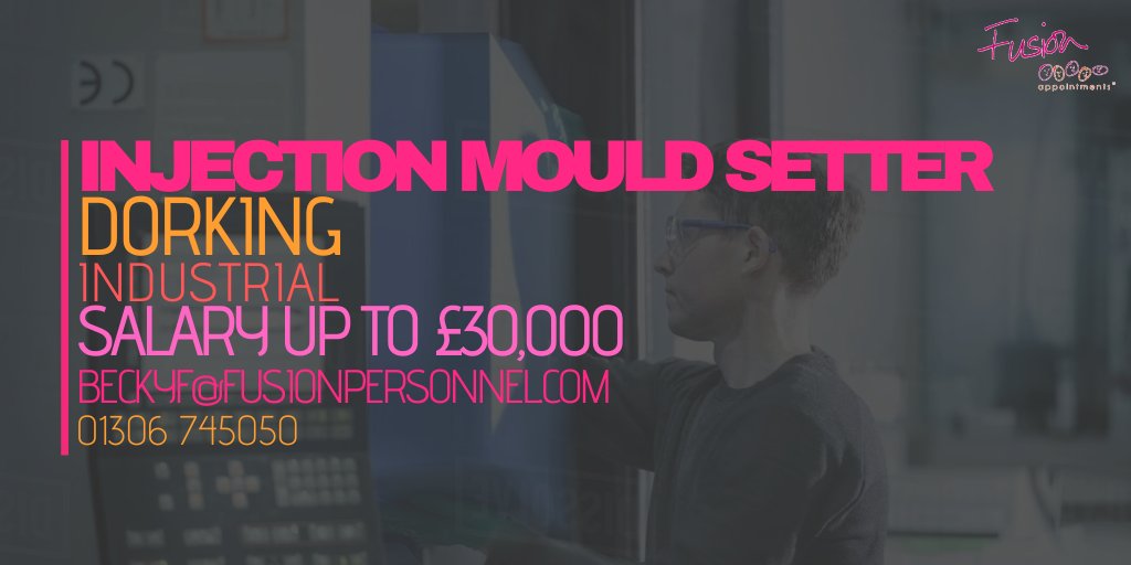 FusionApDorking's tweet photo. *** INDUSTRIAL *** INJECTION MOULD SETTER *** DORKING *** SALARY UP TO £30,000 *** 

Are you experienced in Injection Moulding? Are you local to Dorking? Looking for a new role?

BeckyF@fusionpersonnel.com
01306 745050
#Industrial #IndustrialJobs #Dorking #DorkingJobs #FusionJobs https://t.co/I5nXJpqLtj