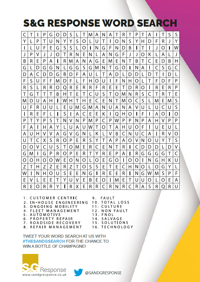 SandGResponse's tweet photo. Give our Word Search a go! If you complete our word search and tweet it at us using the hashtag #TheSandGSearch you could win a bottle of Champagne! It's that easy!  🍾

Get the word search here: https://t.co/MDeutYz2PL

Winner to be announced before #ValentinesDay 
#Wilmslow https://t.co/4Yl3gg7xFV