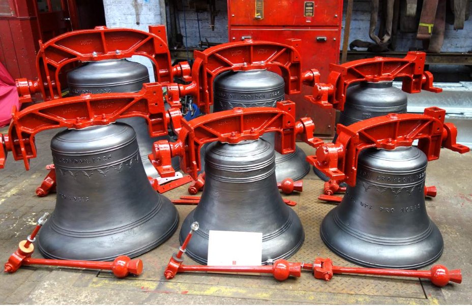 JTBellfoundry's tweet photo. This 12 cwt ring of six bells from St Senara's Parish Church in #Cornwall became unringable due to severe corrosion.

These bells have been transported to the #Bellfoundry for repair. The fittings have been restored and the rebuilt bell frame nears completion. https://t.co/9bKGdawxHl