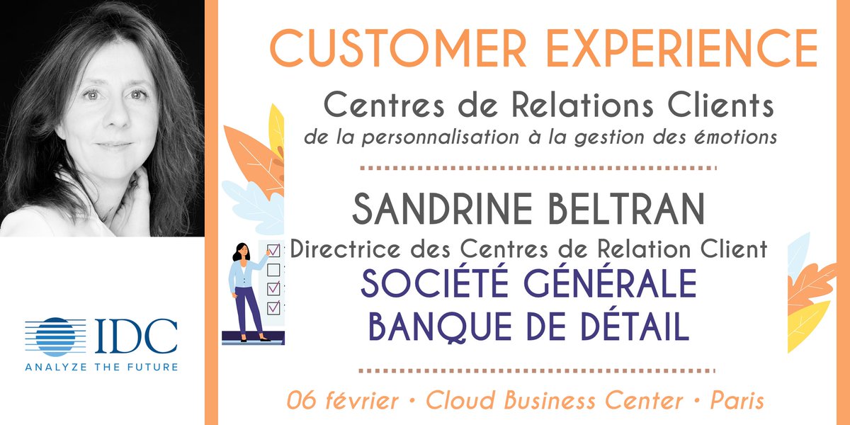 IDCFrance's tweet photo. [#Conference] Centres de #RelationsClient : de la personnalisation à la gestion des émotions💗

Retrouvez Sandrine Beltran @SG_etvous 👉conférence #CustomerExperience

🔜6 février 🚨Infos&amp;Inscriptions https://t.co/61PDGAJ37O  #IDCCX #CX #CRM #serviceclient https://t.co/jBFVD6Qc0n