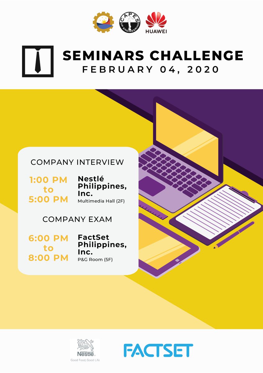 UPCAPES's tweet photo. Week 2 of Seminars Challenge commences tomorrow. Get to know more about them they talk about who they are, their company experiences, and the opportunities they are offering.
RSVP now at: https://t.co/xVm8EfKDRk
See you there!
#EngineeringTheFilipinoFuture https://t.co/QQErRsxGkI