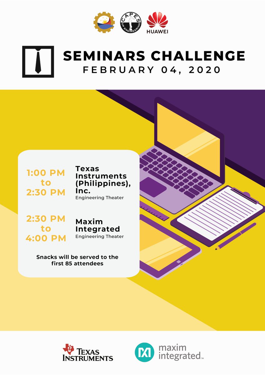 UPCAPES's tweet photo. Week 2 of Seminars Challenge commences tomorrow. Get to know more about them they talk about who they are, their company experiences, and the opportunities they are offering.
RSVP now at: https://t.co/xVm8EfKDRk
See you there!
#EngineeringTheFilipinoFuture https://t.co/QQErRsxGkI