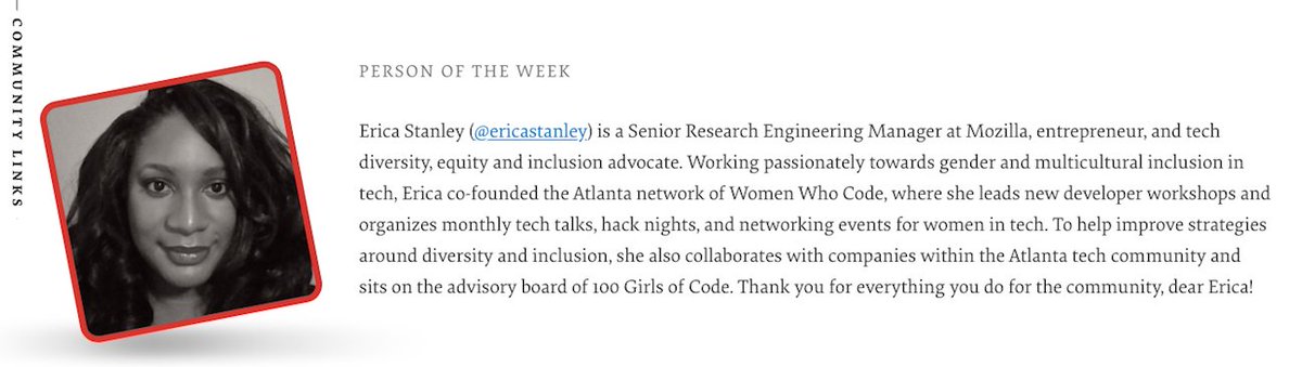 The Person of the Week is Erica Stanley.