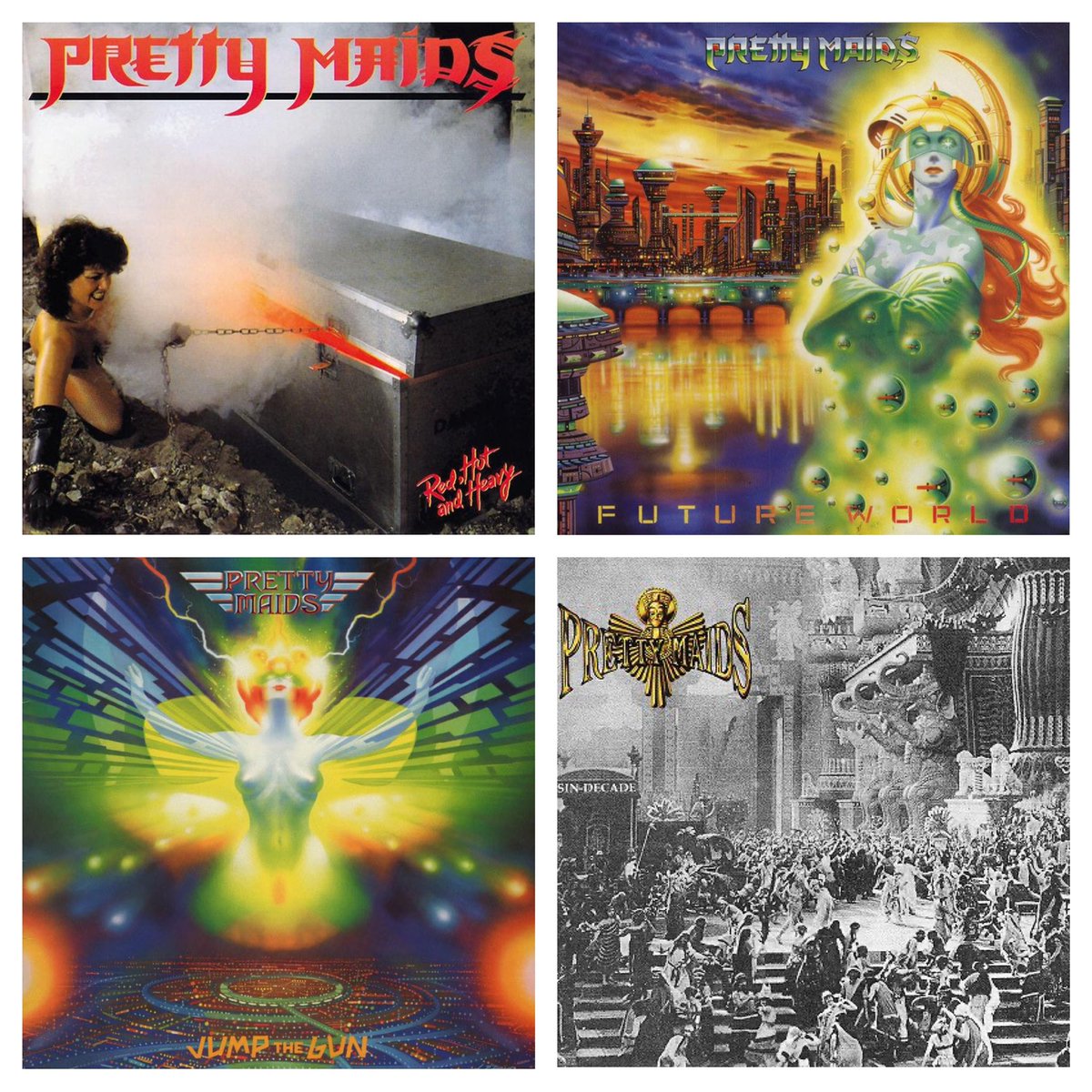 Akki_Sixx8429's tweet photo. [PRETTY MAIDS]
デンマーク出身という事で基本「北欧メタル」にカテゴライズされる彼等だが、その楽曲スタイルはEUROPEやTNTなどのオーソドックスなタイプとは異なり代表曲であり超名曲である「Back To Back」などに見られるスピード感やアグレッシブさを彼等の特徴・魅力としていた。
＃PRETTY_MAIDS https://t.co/DUWi5kLdMX