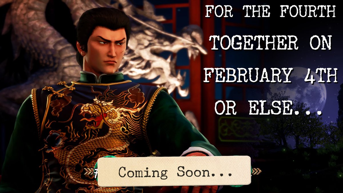 ShenmueForever's tweet photo. Friendly reminder (for the last time) that #Shenmue Day Tweetathon will be this Tuesday – 4th February, and a new hashtag will be unveiled on the day!

➡️https://t.co/iLNJ4eiHhz

Let's join in the celebrations of the series’s revival, and help spread the word about #Shenmue4! https://t.co/utaIwIM7al