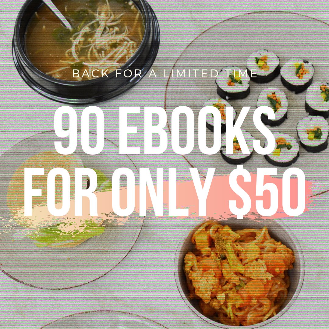 cheaplazyvegan's tweet photo. ⭐SURPRISE! ⭐The Vegan Bundle is back for a limited time &amp; now there are 30 additional eBooks - https://t.co/k479PmHWWQ 

✅Total of 90 vegan food, lifestyle &amp; fitness eBooks
✅Only $50 for all! Including my Everyday Asian Recipes eBook 

Don't miss out! https://t.co/k479PmHWWQ https://t.co/YWs5DRo5Pf